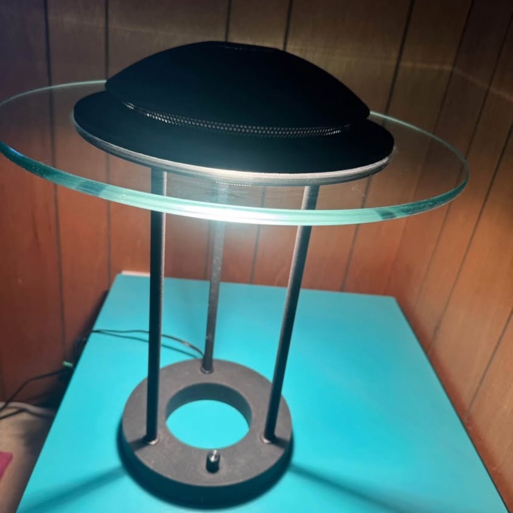 Robert Sonneman Saturn desk lamp authentic 1992! Black ufo lighting postmodern